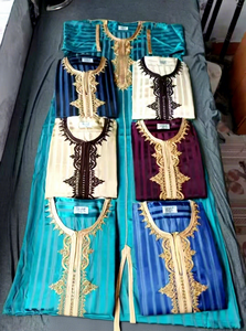 Nouvelle mode CCY : Jubbah arabe brodée à la main, grande taille, pour hommes, en polyester, à manches courtes, Thobe marocain, vente en gros - Product Image 5