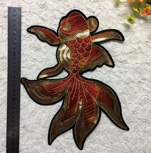 Vàng Cổ Điển Cá <span class=keywords><strong>Sequin</strong></span> Thêu Vá Quần Áo Áo Khoác T-Shirt Đính Lớn Nhỏ - Product Image 3