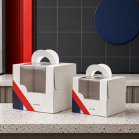 Personalisierte Logo-Geburtstagsverpackung Kuchenbox Karton Cupcake-Gebäck-Bäckerei-Kuchen-Papierbox-Verpackung mit Griff und Fenster