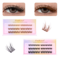 Faux cils en grappe réutilisables en gros, auto-adhésifs, sans colle, kit d'extension de cils DIY, logo personnalisé, boîte rose