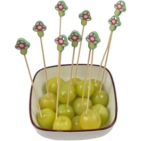 100pcs vert champignon salade bambou brochettes artisanales Cocktail fruits fourchettes Bar décoration outils