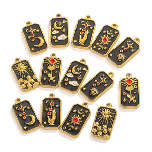 Bijoux personnalisés en acier inoxydable 316L, pendentifs et breloques tendance, cartes de tarot 3D pour la création de bracelets et colliers. - Product Image 2