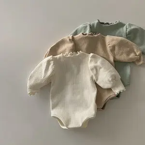 Vêtements pour Bébés Printemps Automne Solide Nouveau-Né Bébé Combinaison Coton Barboteuse à Manches Longues