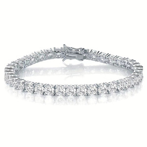 Bracciale Tennis in Argento Sterling S925 di Pregio, Bracciali e <span class=keywords><strong>Bangles</strong></span> con <span class=keywords><strong>Moissanite</strong></span> Taglio Brillante Rotondo alla Moda - Product Image 2