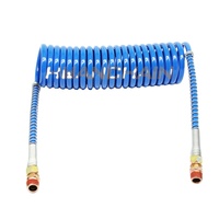 Ensemble de tuyaux d'air de frein en nylon enroulé pour camion de 15 pieds, rouge/bleu, SAE J844, assemblage de tuyaux d'air en spirale et kit d'accessoires, conduite de frein pour semi-remorque
