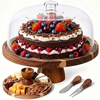 Ensemble de supports à gâteau de mariage personnalisés en bois, planche à charcuterie de 11,8 pouces avec couvercle pour mariage, fête d'anniversaire, dessert, support à gâteau en bois
