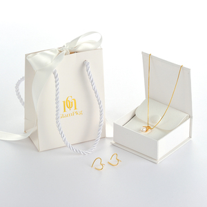 GLAMPKG Paper Magnetic <b>Book</b> <b>Box</b> Black Foam Insert Microfiber Pouch Paper Handle Ribbon Bag Gold Logo Jewelry Packaging Set - Product Image 2
