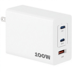 Chargeur mural rapide GaN 3 ports USB-C/USB-A 100W, compact et léger, prise EU/US, compatible MacBook Pro/Air 16/15, iPad Pro, Google <span class=keywords><strong>PixelBook</strong></span> - Product Image 1