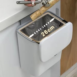 Grande Capacidade Wall Mounted Trash Can com Tampa Cozinha Pendurado Lixo <span class=keywords><strong>Bin</strong></span> Dustbin Waste Storage <span class=keywords><strong>Bin</strong></span> Feito de plástico - Product Image 3