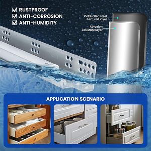 Diapositivas de cajón de cierre suave debajo del montaje, extensión completa, 3 pliegues, telescópica, resistente, dormitorio, apartamento, cocina al aire libre, comedor, Hotel - Product Image 2