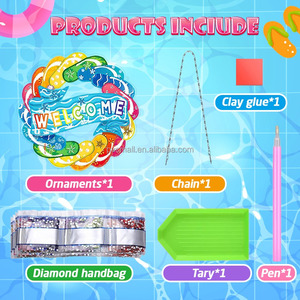 Pintura de Diamantes de Cristal 5D DIY para Niños, Mosaico Decorativo con Patrón de Animales y Amor para el Hogar, Letrero de Bienvenida Colgante - Product Image 3