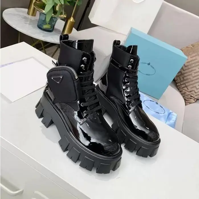 2022 Wholesale Genuine Leather Luxury Famous Brands Designer Women's Heel High Snow Hiking Boots Chunky Shoes For Men