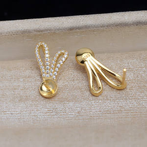 Pendientes de Perlas con Anillo Abierto de Plata S925 con Bandeja Vacía para Accesorios DIY 1325, Pendientes Personalizados - Product Image 4