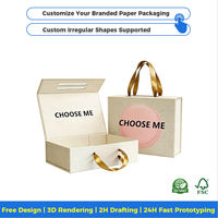 Emballage en carton écologique avec logo, fermeture magnétique, boîte cadeau en papier noir pliable personnalisée avec logo