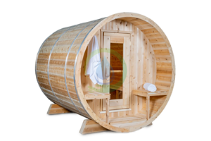 Salle de sauna à vapeur en bois pour 6 personnes, cèdre/pin purement rouge de l'Ouest canadien, sauna tonneau extérieur avec cuisinière électrique - Product Image 5