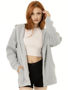 Explosiones Otoño/Invierno suéter cremallera Sudadera con capucha moda Color sólido manga larga abrigo deportivo con bolsillos - Product Image 6