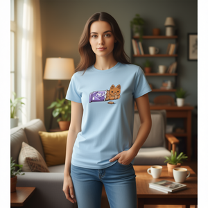 T-shirt Milkcat in cotone azzurro, abbigliamento casual unisex - Product Image 3