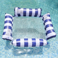 Siège de hamac d'eau gonflable en PVC confortable pour adultes matelas d'eau pliable à dossier inclinable en maille flottante rayée