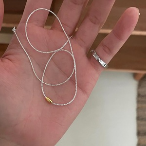 Collar de Plata de Ley S925 con Diseño Geométrico Curvo y Diamantes, Estilo Lujoso y Moderno, Gargantilla de Alta Gama con Cuentas - Product Image 5