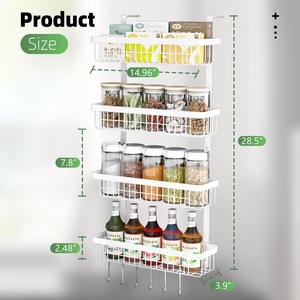 Étagère à épices murale en bois à 2 niveaux pour réfrigérateur, organisateur de salon, rangement suspendu pour étagère de cuisine - Product Image 1