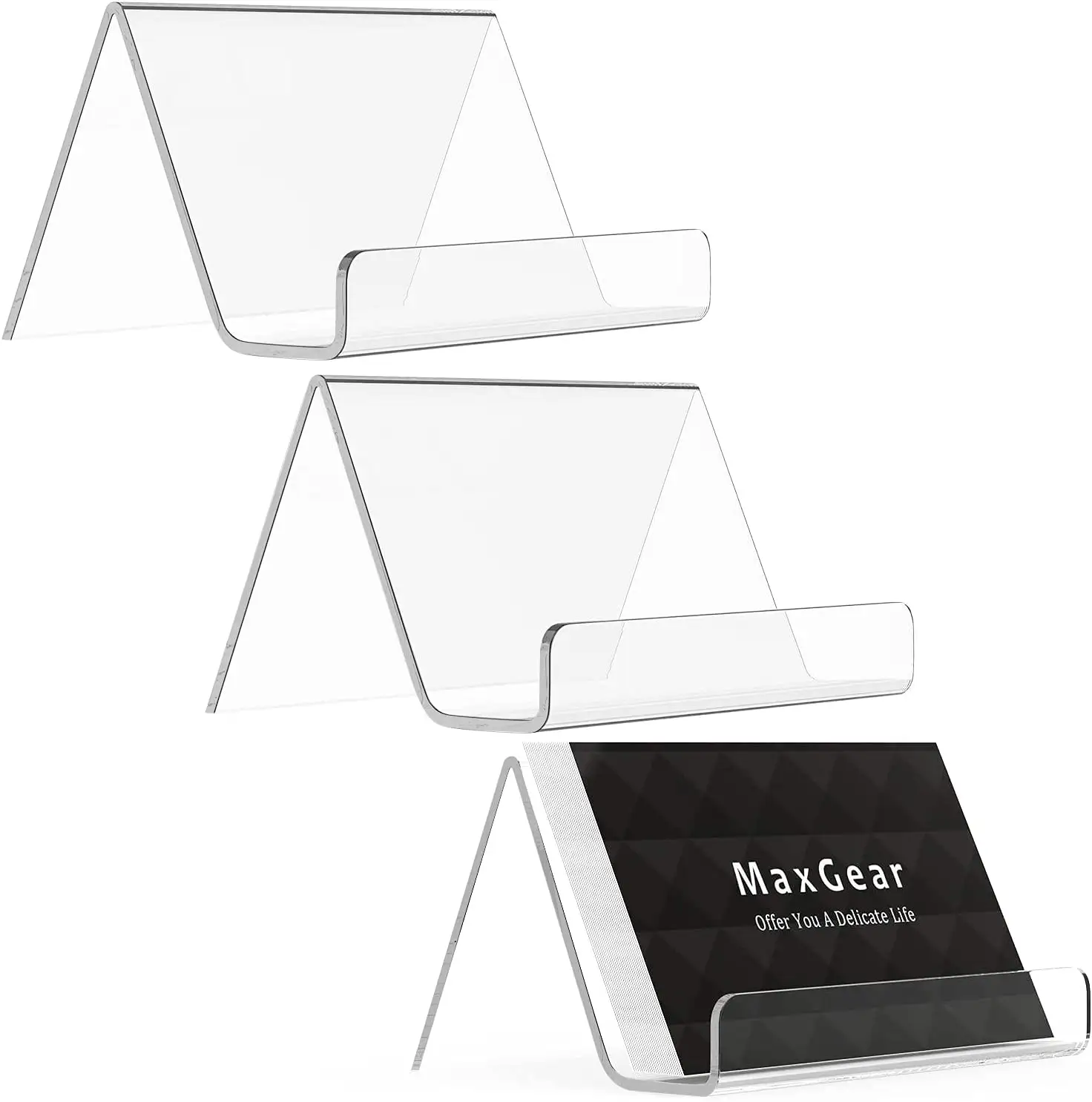 Business Card Holder for Desk Acrylic Business Card Display Holders Clear Cell Phone Holder Stand 3 Pack