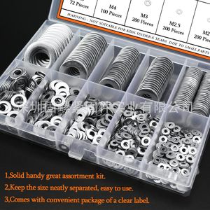 Baiguluo 304 Stainless Steel Flat Washers M2 M2.5 M3 M4 M5 M6 M8 M10 M12 Assortment Set 900 Pieces - Product Image 2