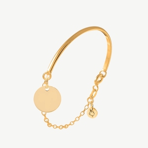 Phụ Nữ Đồ Trang Sức Cưới Tùy Chỉnh PVD Mạ Vàng Nửa Bangle Và Chuỗi Với Khắc Huy Chương Biểu Tượng Đĩa Quyến Rũ Vàng Trang Sức Vòng Đeo Tay - Product Image 2