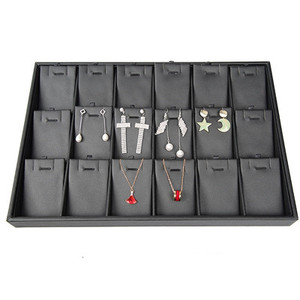 Khay Trưng Bày Trang Sức Màu Đen Sang Trọng Khay Đựng Trang Sức Bông Tai Khay Đựng Đồ Bằng Da PU Khay Đựng Trang Sức Cho Triển Lãm - Product Image 2