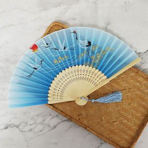 Abanico Plegable de Bambú Ecológico Personalizado al por Mayor, Abanico de Tela Impresa con Flores Talladas, Regalos Promocionales - Product Image 1