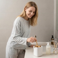Porte-brosse à dents en fibre de bambou à deux compartiments, écologique, avec design zéro déchet, pour salle de bain et bureau