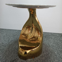 Table d'appoint de canapé à base de forme spéciale, design personnalisé, plateau en acier inoxydable, table basse en marbre, mobilier