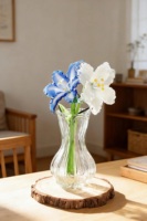 Ornement personnalisé en verre soufflé artisanal pour la fête des mères, fleur bleue, sculpture éternelle, cadeau romantique pour la Saint-Valentin, décoration pour la maison