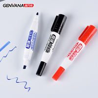 Marqueur pour tableau blanc double pointe GENVANA, fabrication sur mesure OEM, pointe double 1,5-5 mm, effaçable à sec, encre noire/bleue/rouge, 140 mm, pour l'école et le bureau
