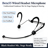 Microphone-casque cardioïde filaire Beta55 à condensateur XLR en métal unidirectionnel pour la scène et le théâtre