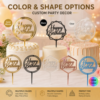 Décoration de gâteau d'anniversaire personnalisée en acrylique miroir doré rond