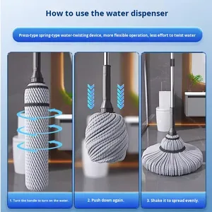 Rảnh tay Chenille bền vững lau nhà sử dụng một bước làm sạch tự vắt nước quay lười xoay 301-500ml dung tích 40%-50% - Product Image 4