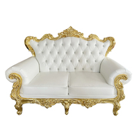 Sofá de Lujo Estilo Trono Real con Respaldo Alto para Hotel, Eventos, Banquetes y Comedor, Diseño Moderno, Tapizado en Tela, 2 Plazas, Estructura de Madera