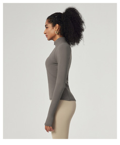 Veste de sport pour femme à demi-zip amincissante, légère, athlétique, à manches longues, anti-transpiration, élastique, pour le yoga et l'entraînement - Product Image 4