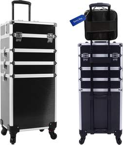 Maletín de Maquillaje Profesional 5 en 1 de Aluminio con Ruedas, Personalización <span class=keywords><strong>OEM</strong></span>/ODM, Resistente al Polvo, Capacidad de 15L - Product Image 2