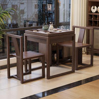 Ensemble table et chaises trois pièces pour balcon, table basse en pierre frittée pour appartements, design contemporain, structure en bois, mobilier de maison