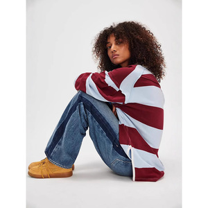 Ventes directes d'usine-Nouveau jean droit européen américain lavé pour femmes taille haute décontracté pantalon ample à jambes larges couleur contrastée - Product Image 3