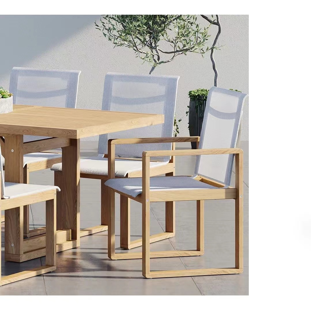 Custom garden set handcrafted new design patio all weather teak wooden outdoor dining chair