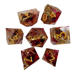Set di Dadi da Tavolo DND Dungeons and Dragons COC per Giochi di Ruolo TRPG Kulu Kards con 7 Dadi Incastonati per Uso Desktop - Product Image 2