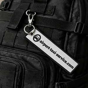 Portachiavi Personalizzato in Tessuto Ricamato su Due Lati con Anello Metallico e Logo, Testo o Motivo Personalizzati - Product Image 6