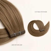 Extensiones de Cabello Humano Virgen de Alta Calidad, Estilo Genius Weft Ultra Delgado, Sin Desprendimiento, Color y Longitud Personalizables, Venta al Por Mayor