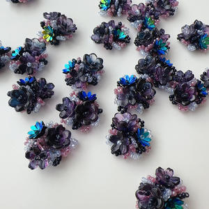 Chaussures perlées tissées à la main noires étuis de téléphone décoratifs accessoires de bricolage vêtements matériaux de fleurs décoratives - Product Image 4