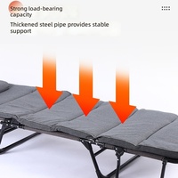 Canapé-lit pliant avec structure métallique, chaise pliante portable, lit de sieste multifonctionnel, fauteuil inclinable pour la maison, le bureau et le camping