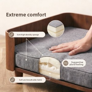 Hundesofa Haustierbett für Kleine & Mittelgroße Hunde Katzen Wasserdicht & Wärmend Für Alle Jahreszeiten Innenbereich Abnehmbarer Bezug Solides Design Holz - Product Image 5