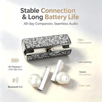 Earbud Penerjemah Cerdas AI, Bluetooth 5.3 Nirkabel, Peredam Kebisingan, Pemutaran 4 Jam, Headphone In-Ear untuk Bisnis & Perjalanan