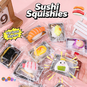 Realistic Sushi <b>Squishy</b> Fidget Toy Salmon Sweet Shrimp Sushi Fidget Toy Soft Silicone <b>Squishy</b> Keychain for Kids Adults - Product Image 2